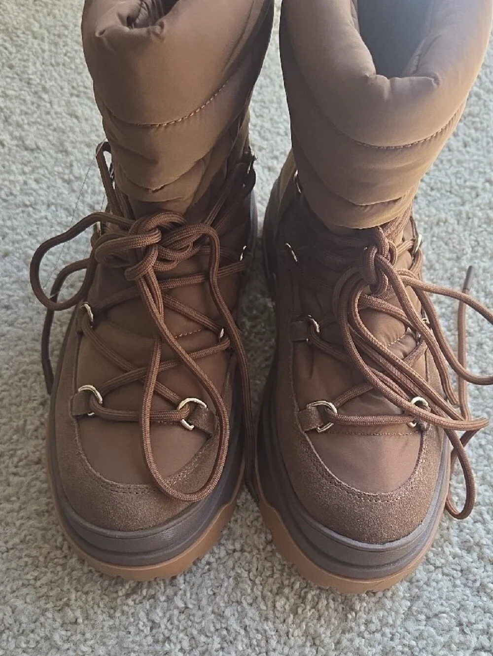 Zara  Brown Puffer Boots